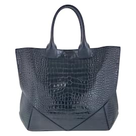 Givenchy-Givenchy Embossed Black Leather Tote Bag-Black