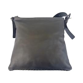 Bottega Veneta-Bottega Veneta Intrecciato Leather Messenger Bag-Brown,Black