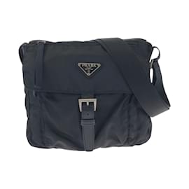 Prada-Prada Tessuto Triangle Logo Plate Shoulder Bag-Black