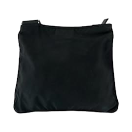 Prada-Prada Tessuto Triangle Logo Plate Shoulder Bag-Black