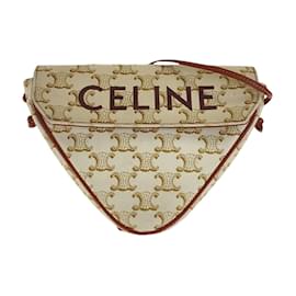 Céline-Celine Triomphe Triangle Crossbody Shoulder Bag-Brown,Beige