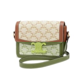 Céline-Celine Teen Triomphe Shoulder Bag-Brown,White