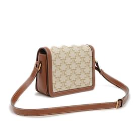 Céline-Celine Teen Triomphe Shoulder Bag-Brown,White