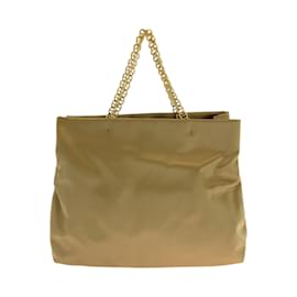 Prada-Prada Gold Hardware Satin Chain Tote Bag-Golden