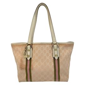 Gucci-Gucci Sherry Line Tote Bag-Pink,Cream