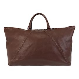 Bottega Veneta-Bottega Veneta Intrecciato Brown Leather Tote Bag-Brown
