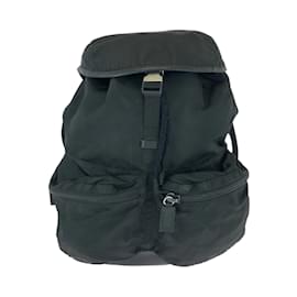 Prada-Prada Tessuto Triangle Logo Plate Backpack-Black
