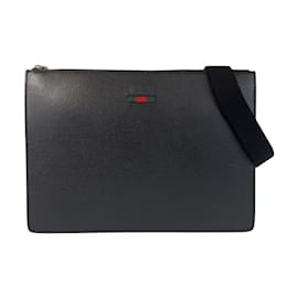 Gucci-Gucci Sherry Line Black Leather Shoulder Bag-Black