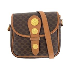 Céline-Celine Vintage Macadam Medal Brown Shoulder Bag-Brown