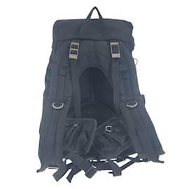 Prada-Prada Tessuto Triangle Logo Plate Backpack-Black