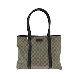 Gucci-Gucci Beige and Dark Brown GG Supreme Tote Bag-Beige,Dark brown