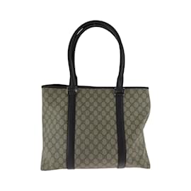 Gucci-Gucci Beige and Dark Brown GG Supreme Tote Bag-Beige,Dark brown