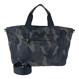 Prada-Prada Tessuto Camouflage Tote Bag-Khaki