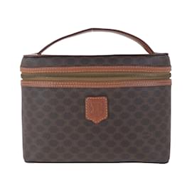 Céline-Celine Macadam Brown Gold Hardware Handbag-Brown