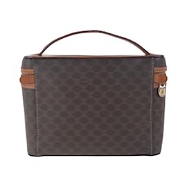 Céline-Celine Macadam Brown Gold Hardware Handbag-Brown