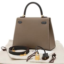 Hermès-Hermes Kelly 25 Handbag-Black,Grey,Taupe