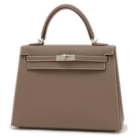 Hermès-Hermes Kelly 25 Handbag in Etoupe Gray-Taupe