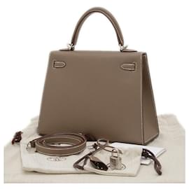 Hermès-Hermes Kelly 25 Handbag in Etoupe Gray-Taupe
