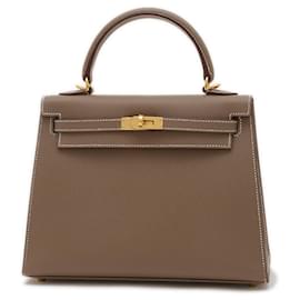Hermès-Hermes Kelly 25 Handbag in Etoupe Gray-Taupe