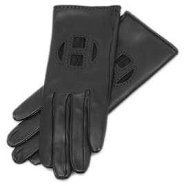 Hermès-Hermes Black Lambskin Short Gloves-Black