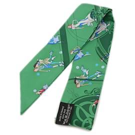 Hermès-Foulard Hermes Twilly Ex-Libris Les Parisiennes-Bleu,Vert,Fuschia
