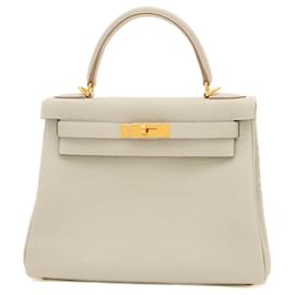 Hermès-Hermes Kelly 28 Handbag in Pearl Gray-Grey