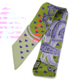 Hermès-Hermes Twilly Scarf Brides de Gala Love Silk Multicolor-Multiple colors,Orange