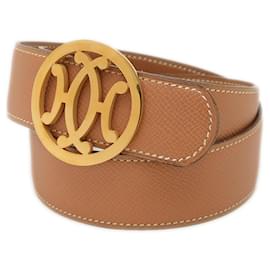 Hermès-Ceinture Double H Hermes en cuir Epsom-Marron