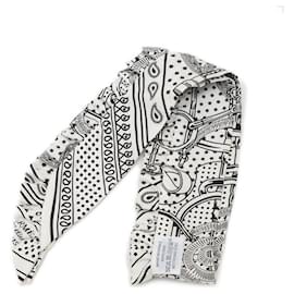 Hermès-Hermes Twilly Scarf Ruffle Apron d'Or-Black,White