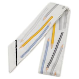 Hermès-Hermes Twilly Scarf-Brown,White,Blue