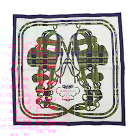 Hermès-Hermes Carré 45 Gavroche Brides de Gala Tartan Scarf-White,Red,Blue,Multiple colors