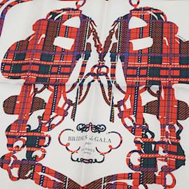 Hermès-Hermes Carré 45 Gavroche Brides de Gala Tartan Scarf-White,Red,Blue,Multiple colors