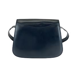 Céline-Celine Vintage Black Leather Shoulder Bag-Black