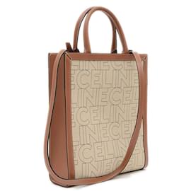 Céline-Celine Vertical Cabas 2WAY Bag Small Canvas-White,Beige