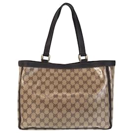 Gucci-Gucci GG Crystal Beige Brown Tote Bag-Brown,Beige