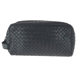 Bottega Veneta-Bottega Veneta Intrecciato Black Leather Clutch Bag-Black