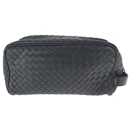 Bottega Veneta-Bottega Veneta Intrecciato Black Leather Clutch Bag-Black