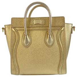 Céline-Celine Luggage Nano Gold Hardware Leather Handbag-Golden