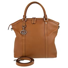 Gucci-Gucci GG Marmont Brown Camel Leather Tote Bag-Brown,Camel