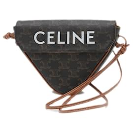 Céline-Celine Triomphe Triangle Shoulder Bag-Brown,Black