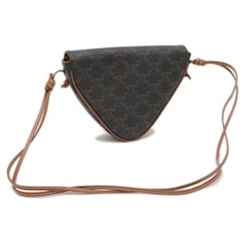 Céline-Celine Triomphe Triangle Shoulder Bag-Brown,Black