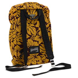 Prada-Prada Hibiscus Nylon Backpack-Dark red,Yellow