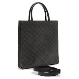 Céline-Celine Triomphe Vertical Cabas Medium Tote Bag-Black