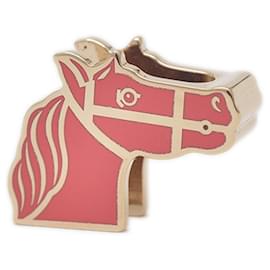 Hermès-Hermès Twilly Anneau Cadrige Cheval en Rose et Argent-Argenté,Rose