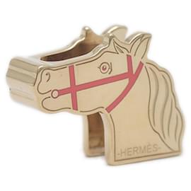 Hermès-Hermès Twilly Anneau Cadrige Cheval en Rose et Argent-Argenté,Rose