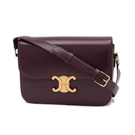 Céline-Celine Classic Triomphe Shoulder Bag-Dark red