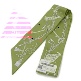 Hermès-Foulard Hermes Twilly Les Cles a Pois Grenadine-Multicolore,Beige