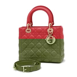 Christian Dior-Christian Dior Dior Lady Cannage 2WAY Bag-Red