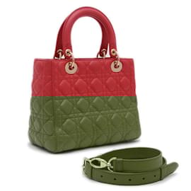 Christian Dior-Christian Dior Dior Lady Cannage 2WAY Bag-Red