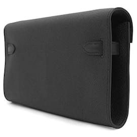 Hermès-Hermes Kelly Wallet Long To Go in Black Epsom Leather-Black
